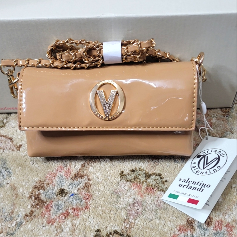 Taupe Valentino Orlandi Small Chain Cross Body Purse NWT